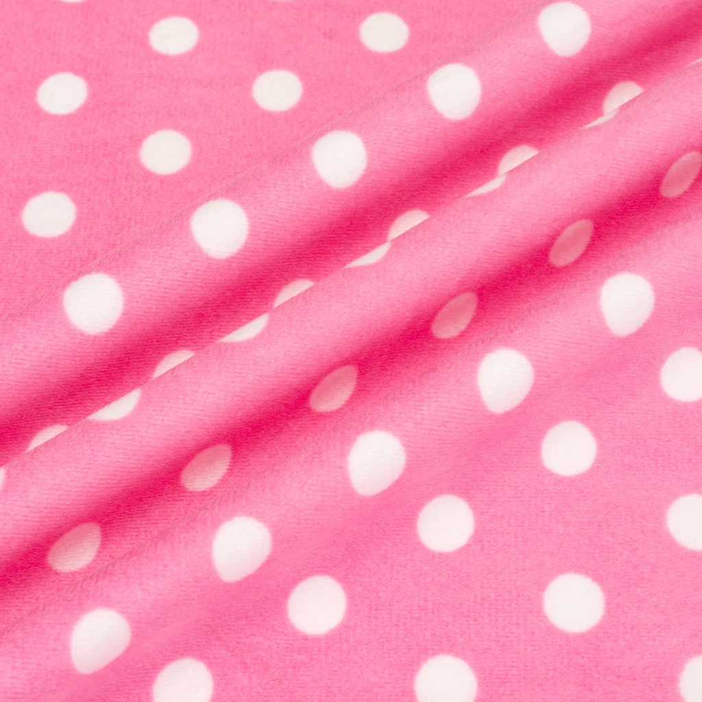 1 mm Plush Fabric - SJYH Series - SJYH-002 - Pink White Dots