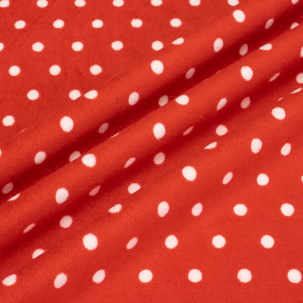 1 mm Plush Fabric - SJYH Series - SJYH-001 - Red White Dots